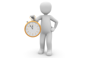 Stick person holding a very big clock indeed